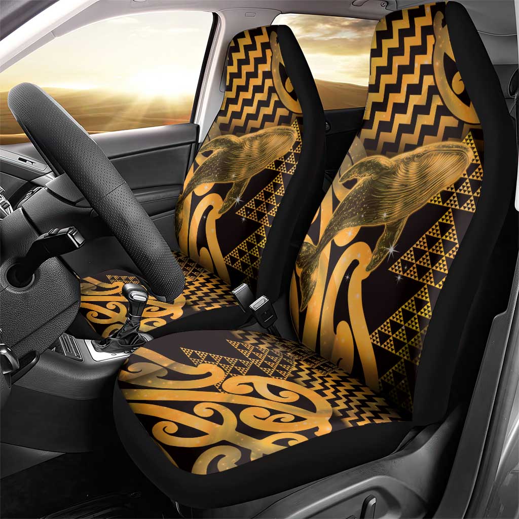 Humpback Whale Matariki New Zealand Car Seat Cover NZ Maori Paikea Poutama Luxury Gold LT14 - Polynesian Pride