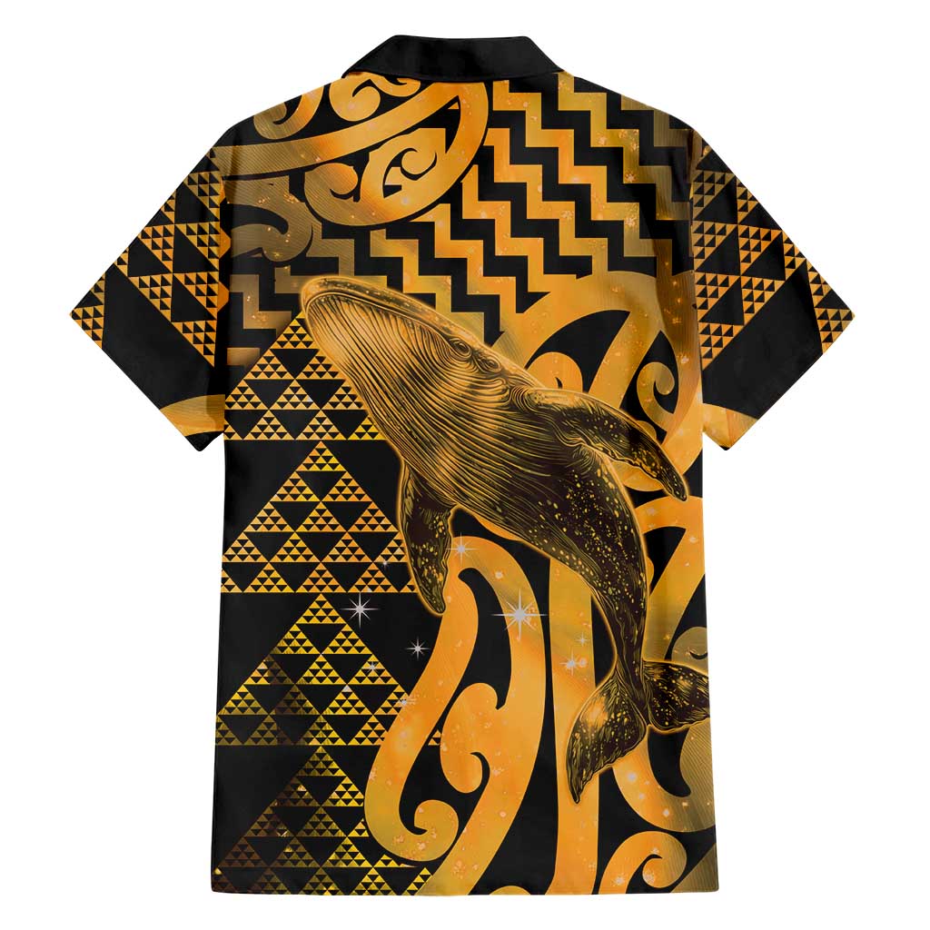Humpback Whale Matariki New Zealand Family Matching Puletasi and Hawaiian Shirt NZ Maori Paikea Poutama Luxury Gold LT14 - Polynesian Pride
