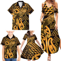 Humpback Whale Matariki New Zealand Family Matching Summer Maxi Dress and Hawaiian Shirt NZ Maori Paikea Poutama Luxury Gold LT14 - Polynesian Pride