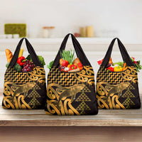 Humpback Whale Matariki New Zealand Grocery Bag NZ Maori Paikea Poutama Luxury Gold LT14 3-pack One Size Gold - Polynesian Pride