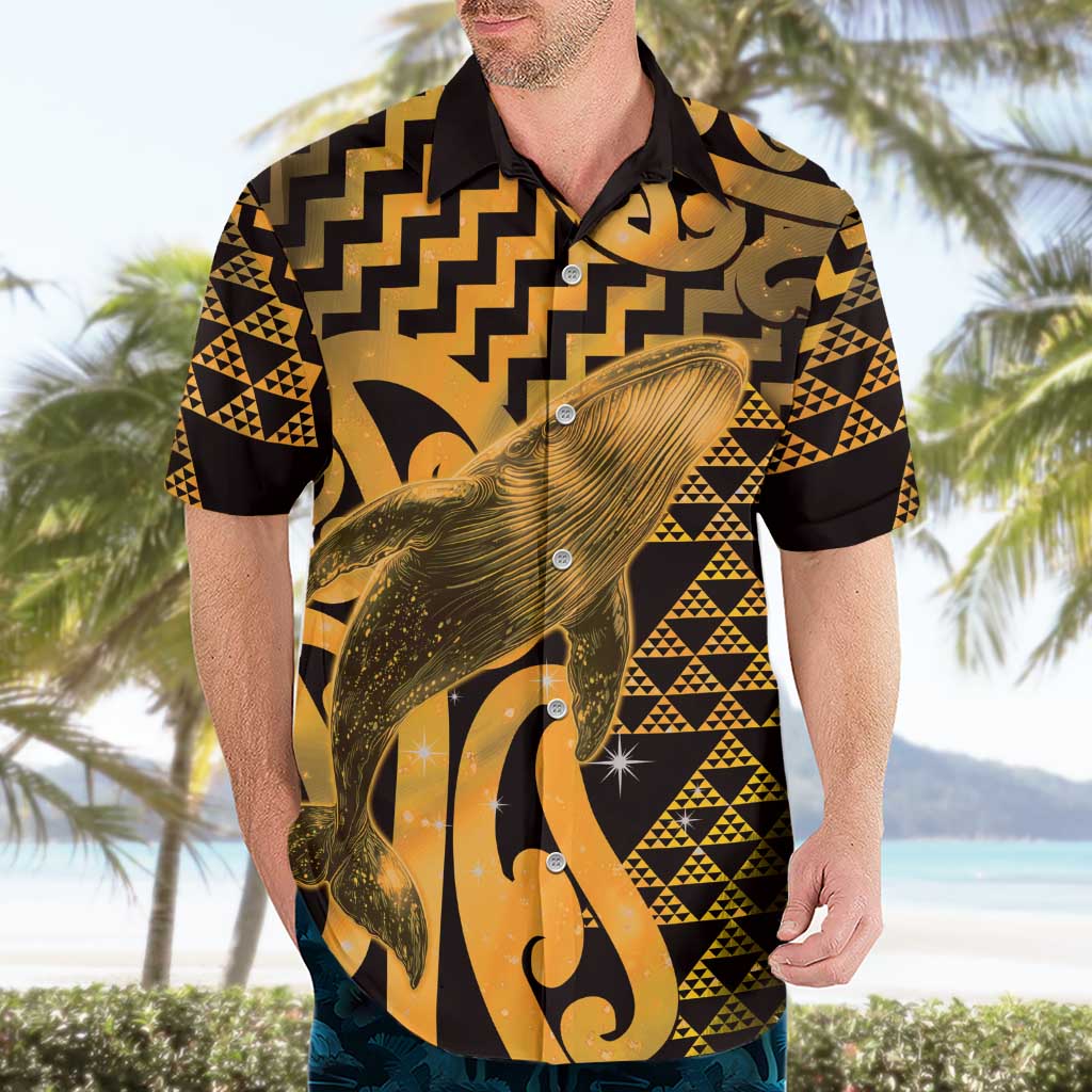 Humpback Whale Matariki New Zealand Hawaiian Shirt NZ Maori Paikea Poutama Luxury Gold LT14 - Polynesian Pride
