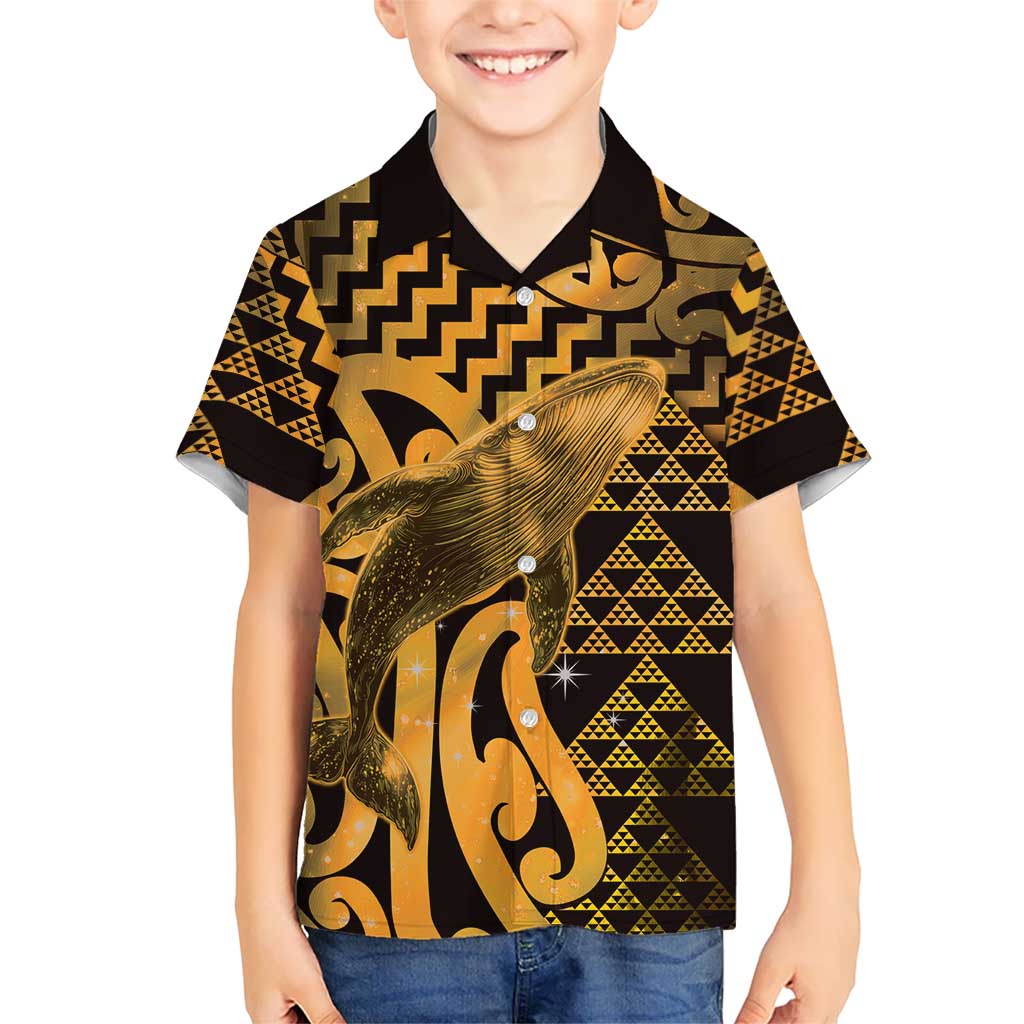Humpback Whale Matariki New Zealand Hawaiian Shirt NZ Maori Paikea Poutama Luxury Gold LT14 - Polynesian Pride