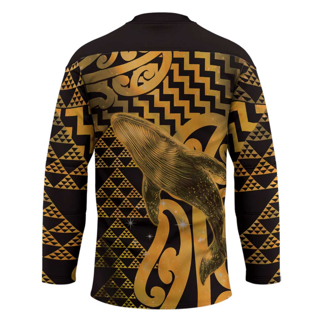 Humpback Whale Matariki New Zealand Hockey Jersey NZ Maori Paikea Poutama Luxury Gold LT14 - Polynesian Pride