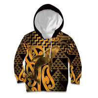 Humpback Whale Matariki New Zealand Kid Hoodie NZ Maori Paikea Poutama Luxury Gold LT14 Hoodie Gold - Polynesian Pride