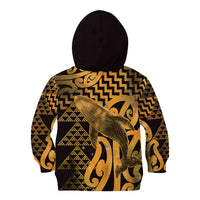 Humpback Whale Matariki New Zealand Kid Hoodie NZ Maori Paikea Poutama Luxury Gold LT14 - Polynesian Pride