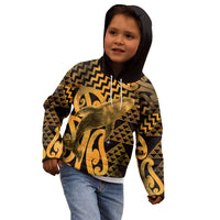 Humpback Whale Matariki New Zealand Kid Hoodie NZ Maori Paikea Poutama Luxury Gold LT14 - Polynesian Pride