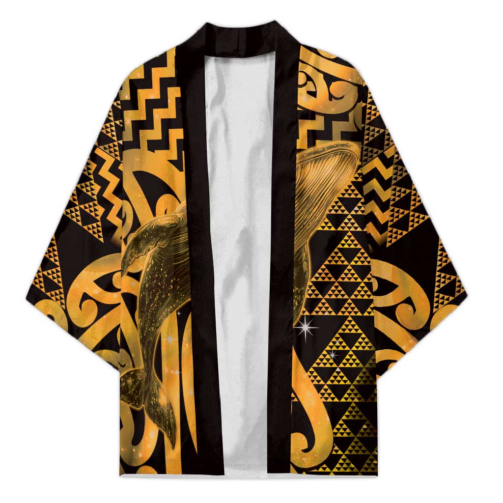 Humpback Whale Matariki New Zealand Kimono NZ Maori Paikea Poutama Luxury Gold LT14 Unisex Gold - Polynesian Pride