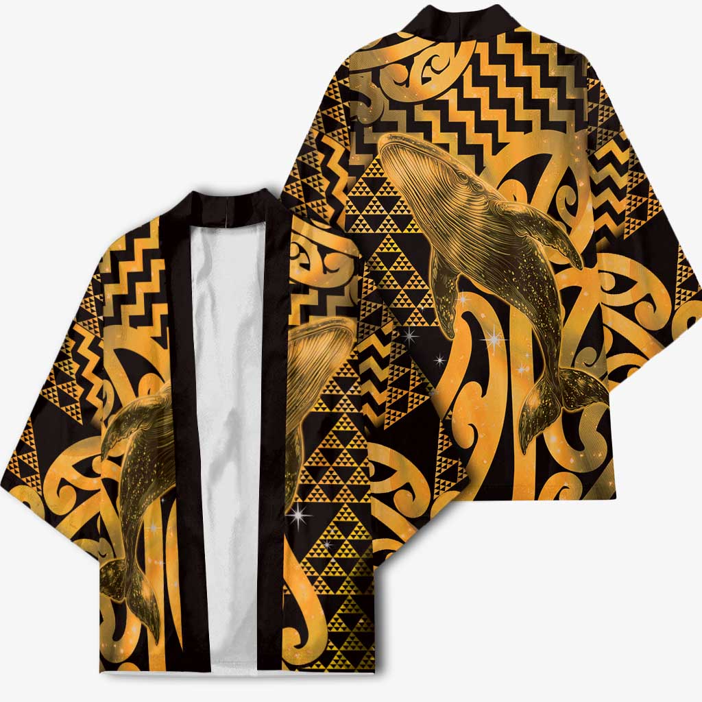 Humpback Whale Matariki New Zealand Kimono NZ Maori Paikea Poutama Luxury Gold LT14 - Polynesian Pride