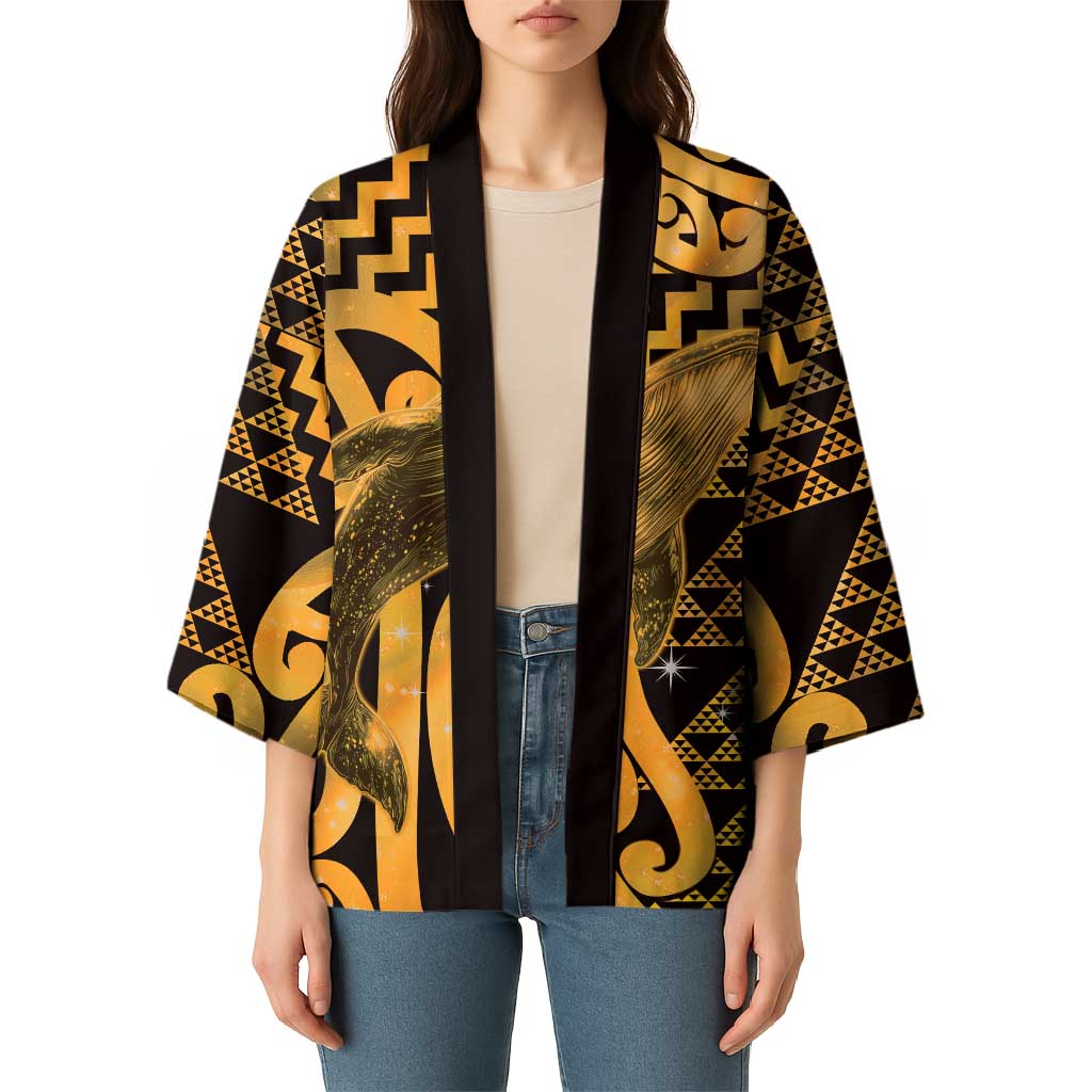 Humpback Whale Matariki New Zealand Kimono NZ Maori Paikea Poutama Luxury Gold LT14 - Polynesian Pride