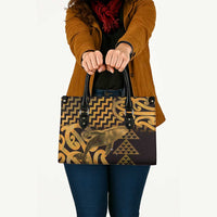 Humpback Whale Matariki New Zealand Leather Bag NZ Maori Paikea Poutama Luxury Gold LT14 - Polynesian Pride