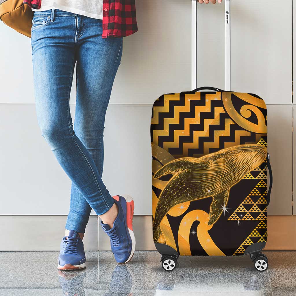 Humpback Whale Matariki New Zealand Luggage Cover NZ Maori Paikea Poutama Luxury Gold LT14 - Polynesian Pride