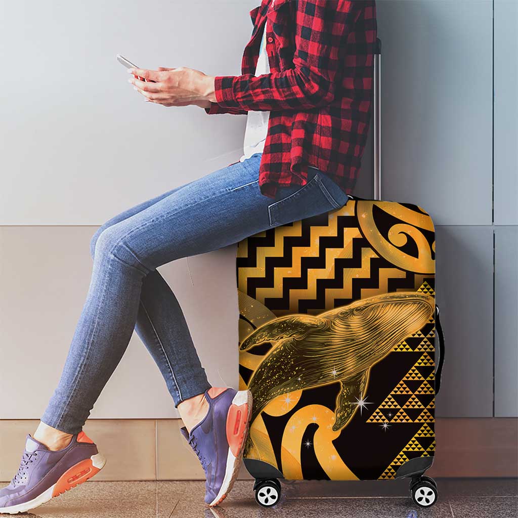 Humpback Whale Matariki New Zealand Luggage Cover NZ Maori Paikea Poutama Luxury Gold LT14 - Polynesian Pride