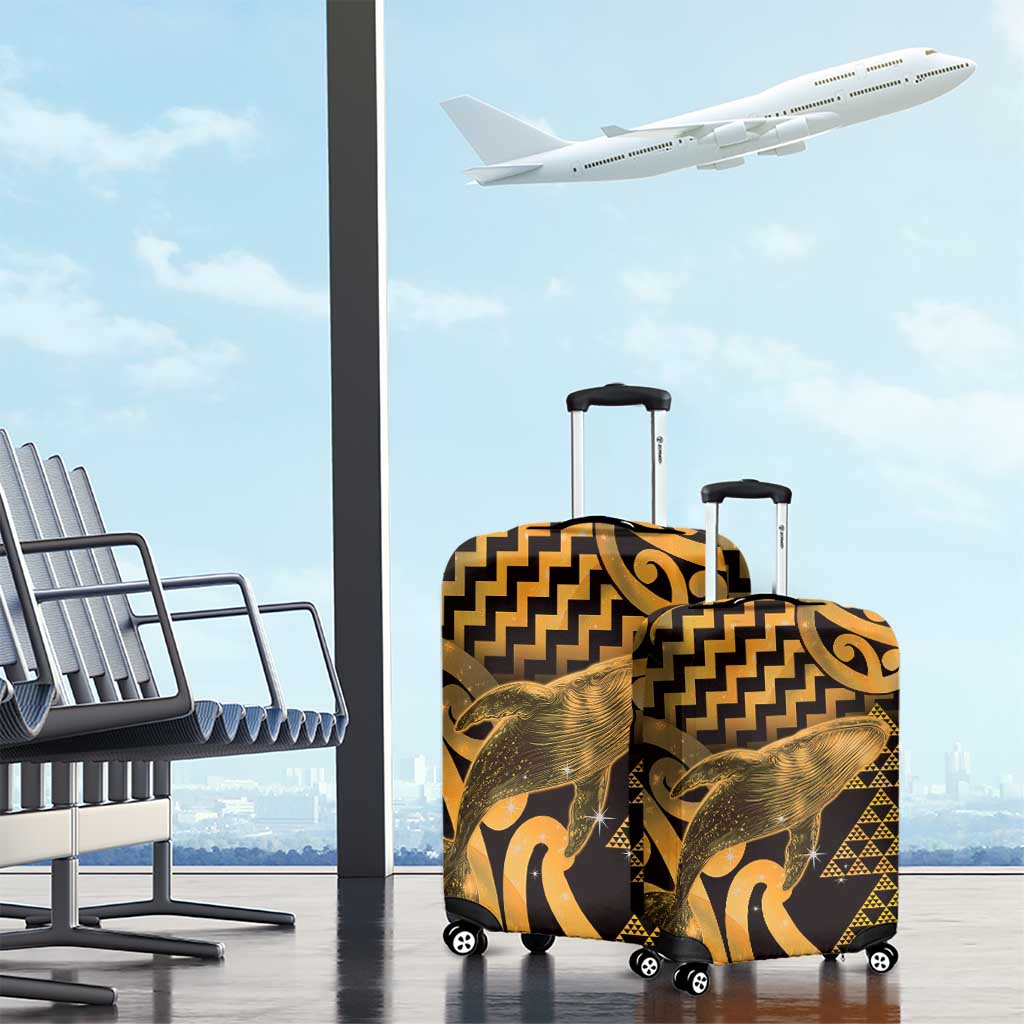 Humpback Whale Matariki New Zealand Luggage Cover NZ Maori Paikea Poutama Luxury Gold LT14 - Polynesian Pride