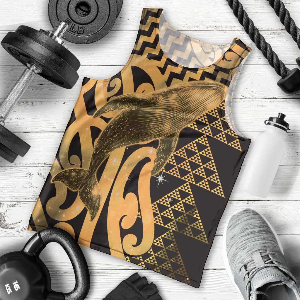 Humpback Whale Matariki New Zealand Men Tank Top NZ Maori Paikea Poutama Luxury Gold LT14 - Polynesian Pride