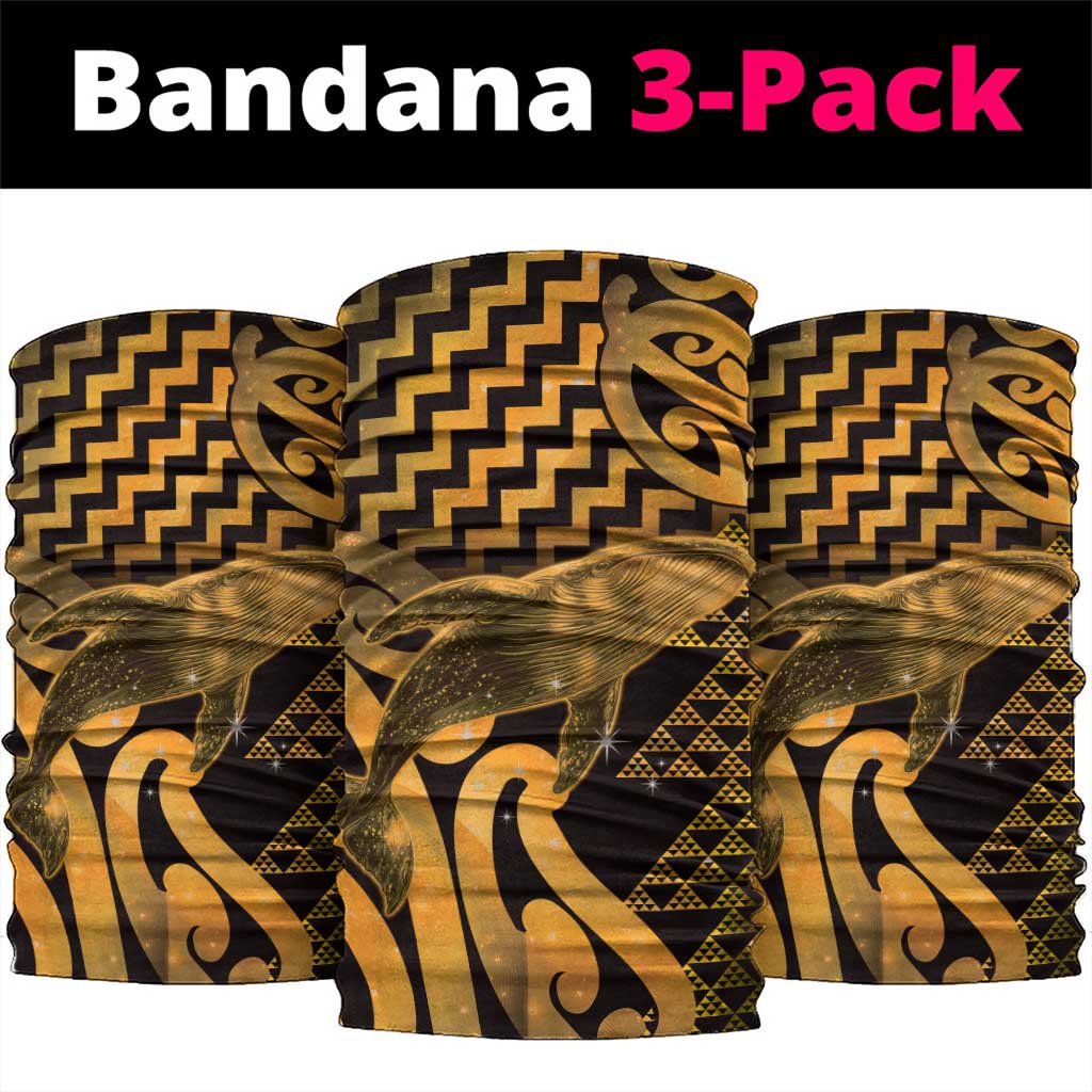 Humpback Whale Matariki New Zealand Neck Gaiter NZ Maori Paikea Poutama Luxury Gold LT14 package One Size: 25*50cm Gold - Polynesian Pride