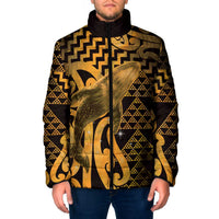 Humpback Whale Matariki New Zealand Padded Jacket NZ Maori Paikea Poutama Luxury Gold LT14 Men Gold - Polynesian Pride