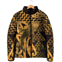 Humpback Whale Matariki New Zealand Padded Jacket NZ Maori Paikea Poutama Luxury Gold LT14 - Polynesian Pride