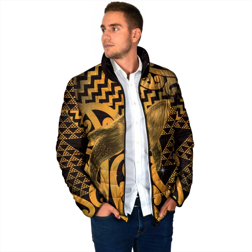Humpback Whale Matariki New Zealand Padded Jacket NZ Maori Paikea Poutama Luxury Gold LT14 - Polynesian Pride