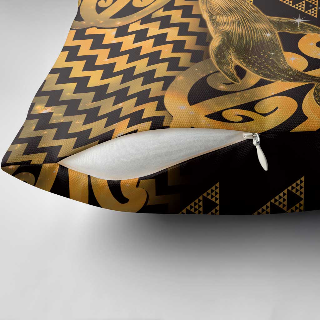Humpback Whale Matariki New Zealand Pillow Cover NZ Maori Paikea Poutama Luxury Gold LT14 - Polynesian Pride