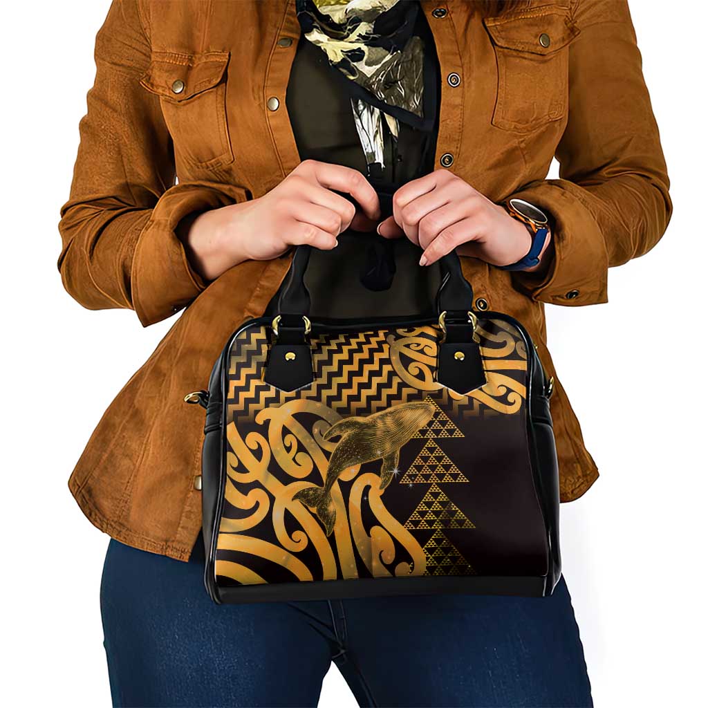 Humpback Whale Matariki New Zealand Shoulder Handbag NZ Maori Paikea Poutama Luxury Gold LT14 - Polynesian Pride