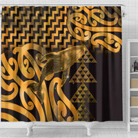 Humpback Whale Matariki New Zealand Shower Curtain NZ Maori Paikea Poutama Luxury Gold LT14 - Polynesian Pride