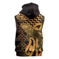 Humpback Whale Matariki New Zealand Sleeveless Hoodie NZ Maori Paikea Poutama Luxury Gold LT14 - Polynesian Pride