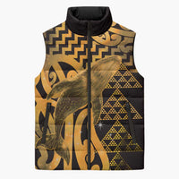 Humpback Whale Matariki New Zealand Sleeveless Puffer Jacket NZ Maori Paikea Poutama Luxury Gold LT14 Unisex Gold - Polynesian Pride
