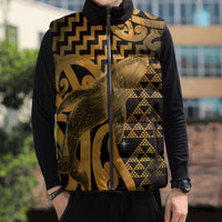 Humpback Whale Matariki New Zealand Sleeveless Puffer Jacket NZ Maori Paikea Poutama Luxury Gold LT14 - Polynesian Pride