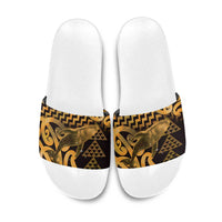 Humpback Whale Matariki New Zealand Slide Sandals NZ Maori Paikea Poutama Luxury Gold LT14 Gold - Polynesian Pride