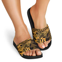 Humpback Whale Matariki New Zealand Slide Sandals NZ Maori Paikea Poutama Luxury Gold LT14 - Polynesian Pride