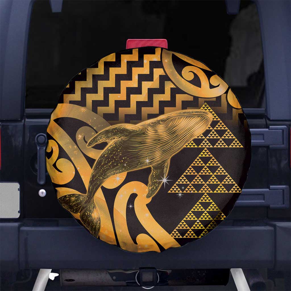 Humpback Whale Matariki New Zealand Spare Tire Cover NZ Maori Paikea Poutama Luxury Gold