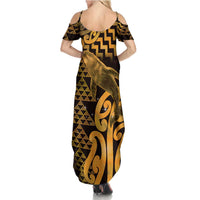 Humpback Whale Matariki New Zealand Summer Maxi Dress NZ Maori Paikea Poutama Luxury Gold LT14 - Polynesian Pride