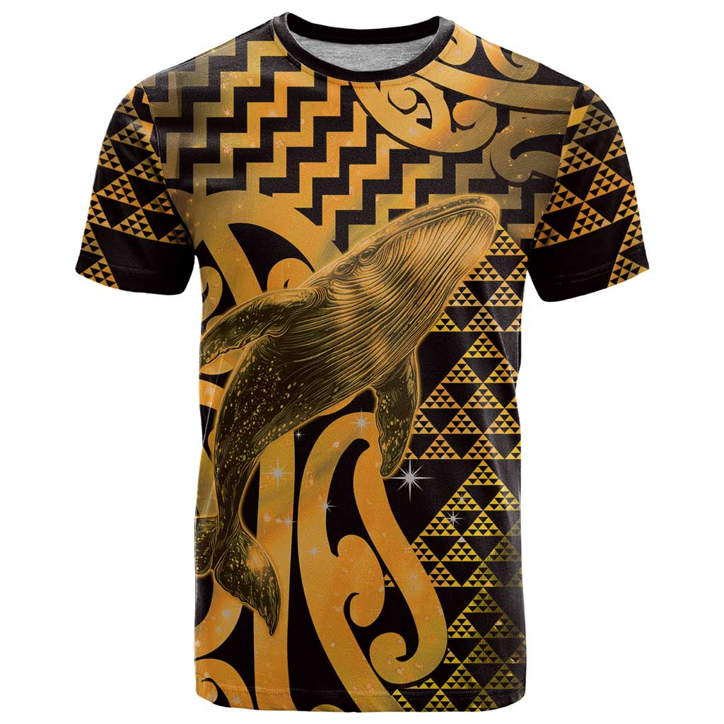 Humpback Whale Matariki New Zealand T Shirt NZ Maori Paikea Poutama Luxury Gold LT14 Gold - Polynesian Pride