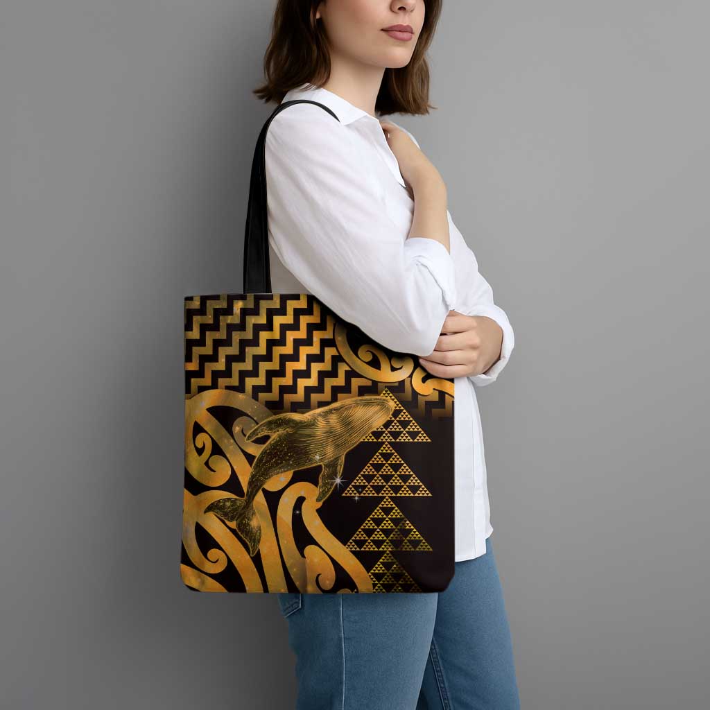 Humpback Whale Matariki New Zealand Tote Bag NZ Maori Paikea Poutama Luxury Gold LT14 - Polynesian Pride