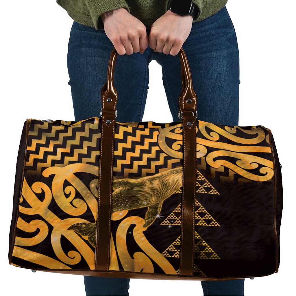 Humpback Whale Matariki New Zealand Travel Bag NZ Maori Paikea Poutama Luxury Gold LT14 Gold - Polynesian Pride