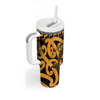 Humpback Whale Matariki New Zealand Tumbler With Handle NZ Maori Paikea Poutama Luxury Gold LT14 - Polynesian Pride