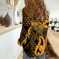 Humpback Whale Matariki New Zealand Women Casual Shirt NZ Maori Paikea Poutama Luxury Gold LT14 - Polynesian Pride