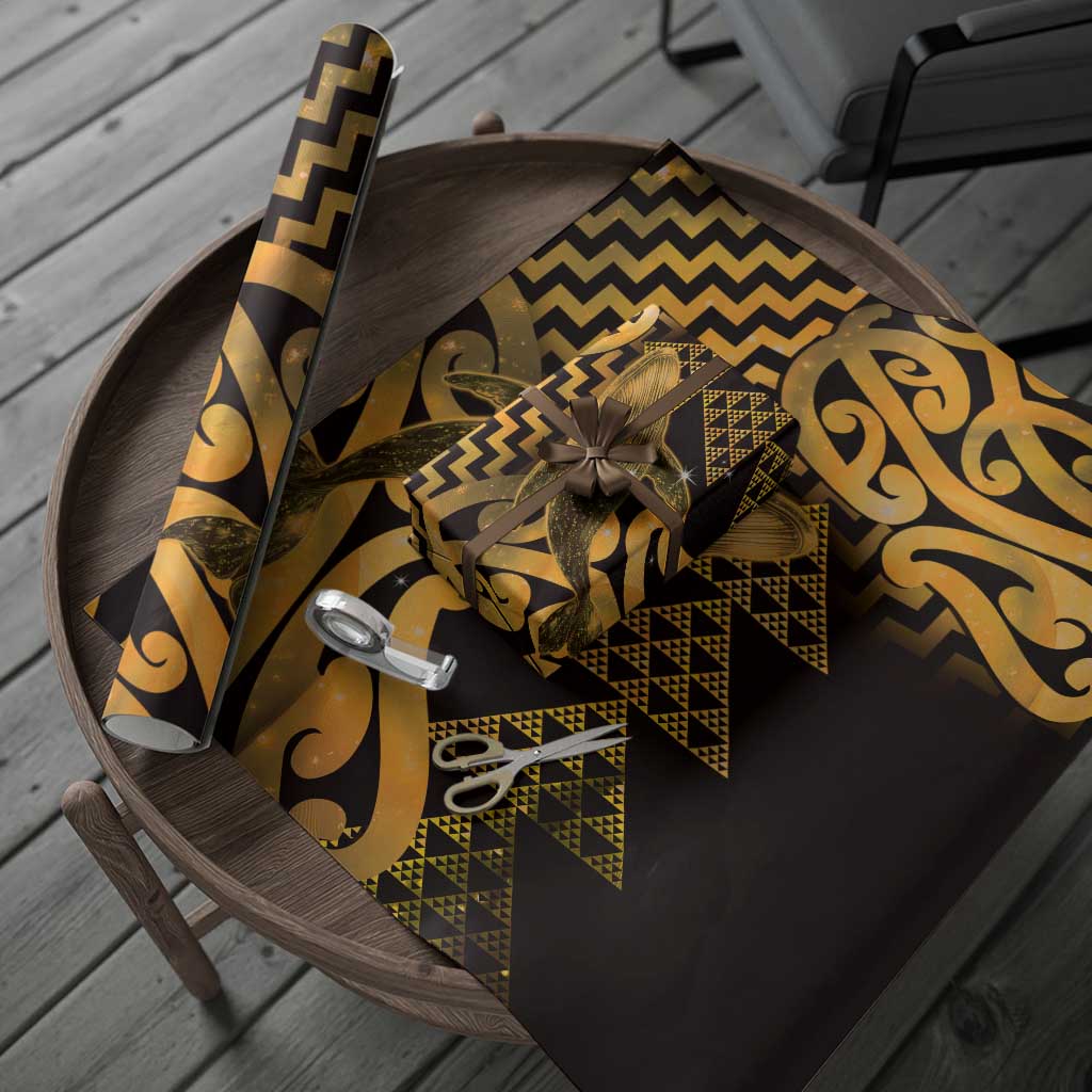 Humpback Whale Matariki New Zealand Wrapping Paper NZ Maori Paikea Poutama Luxury Gold LT14 - Polynesian Pride