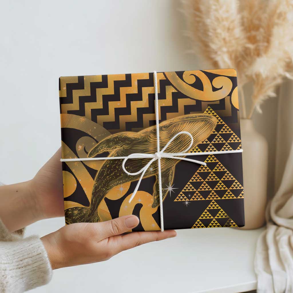 Humpback Whale Matariki New Zealand Wrapping Paper NZ Maori Paikea Poutama Luxury Gold LT14 - Polynesian Pride