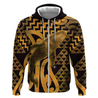 Humpback Whale Matariki New Zealand Zip Hoodie NZ Maori Paikea Poutama Luxury Gold LT14 Zip Hoodie Gold - Polynesian Pride