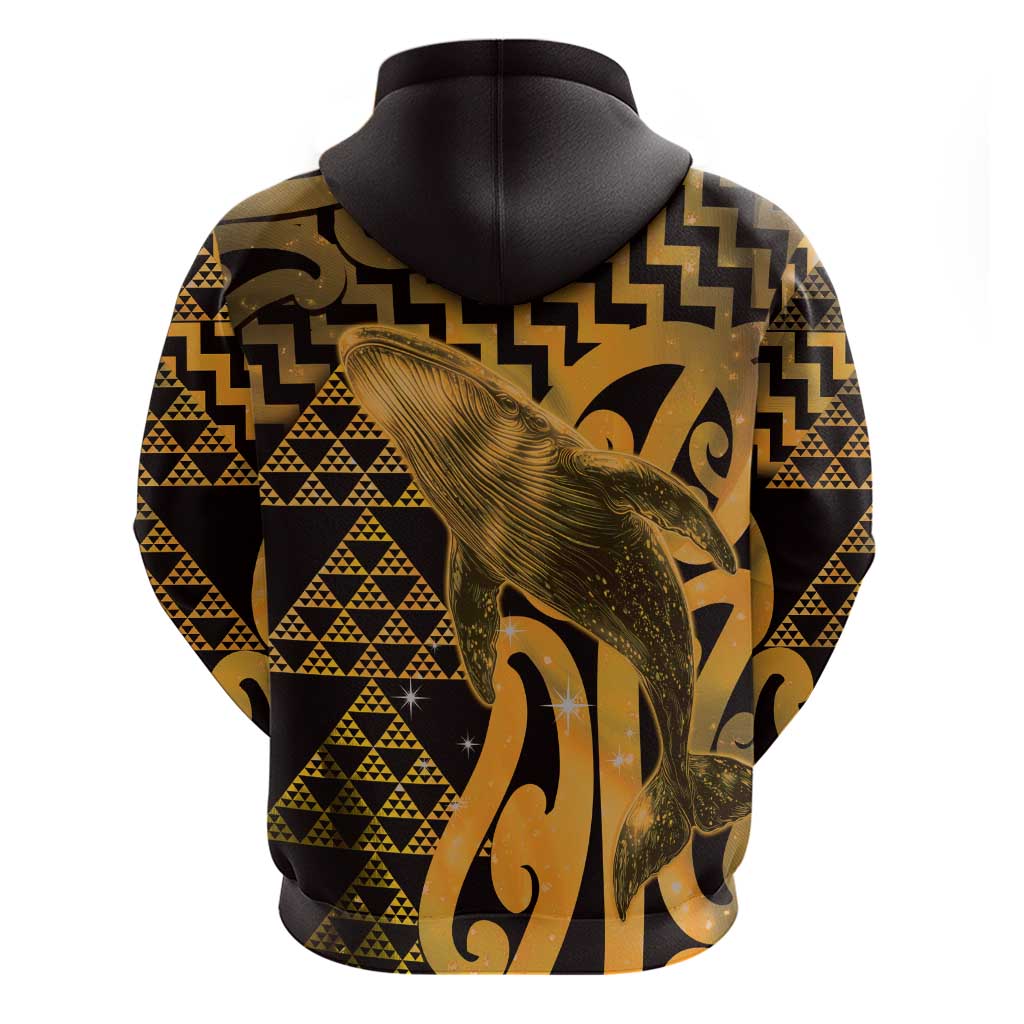 Humpback Whale Matariki New Zealand Zip Hoodie NZ Maori Paikea Poutama Luxury Gold LT14 - Polynesian Pride