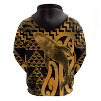 Humpback Whale Matariki New Zealand Zip Hoodie NZ Maori Paikea Poutama Luxury Gold LT14 - Polynesian Pride