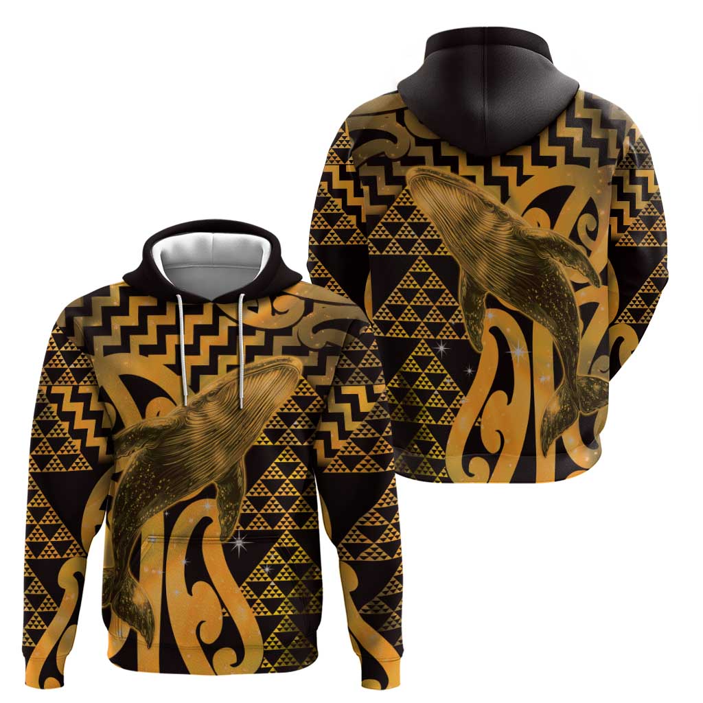 Humpback Whale Matariki New Zealand Zip Hoodie NZ Maori Paikea Poutama Luxury Gold LT14 - Polynesian Pride