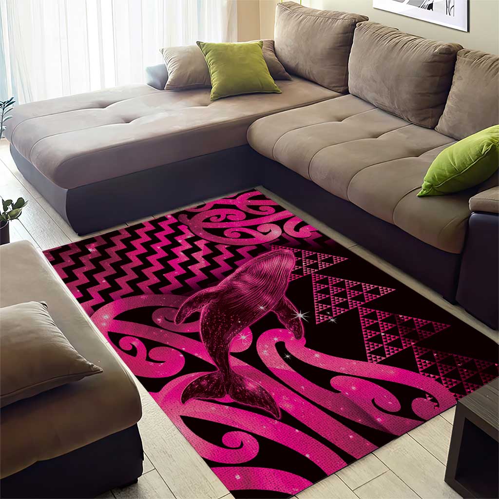 Humpback Whale Matariki New Zealand Area Rug NZ Maori Paikea Poutama Luxury Pink LT14 - Polynesian Pride