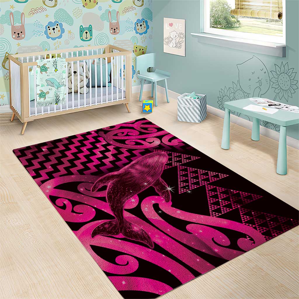 Humpback Whale Matariki New Zealand Area Rug NZ Maori Paikea Poutama Luxury Pink LT14 - Polynesian Pride