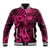 Humpback Whale Matariki New Zealand Baseball Jacket NZ Maori Paikea Poutama Luxury Pink