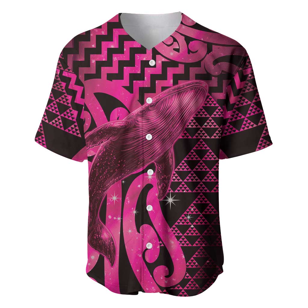 Humpback Whale Matariki New Zealand Baseball Jersey NZ Maori Paikea Poutama Luxury Pink LT14 Pink - Polynesian Pride
