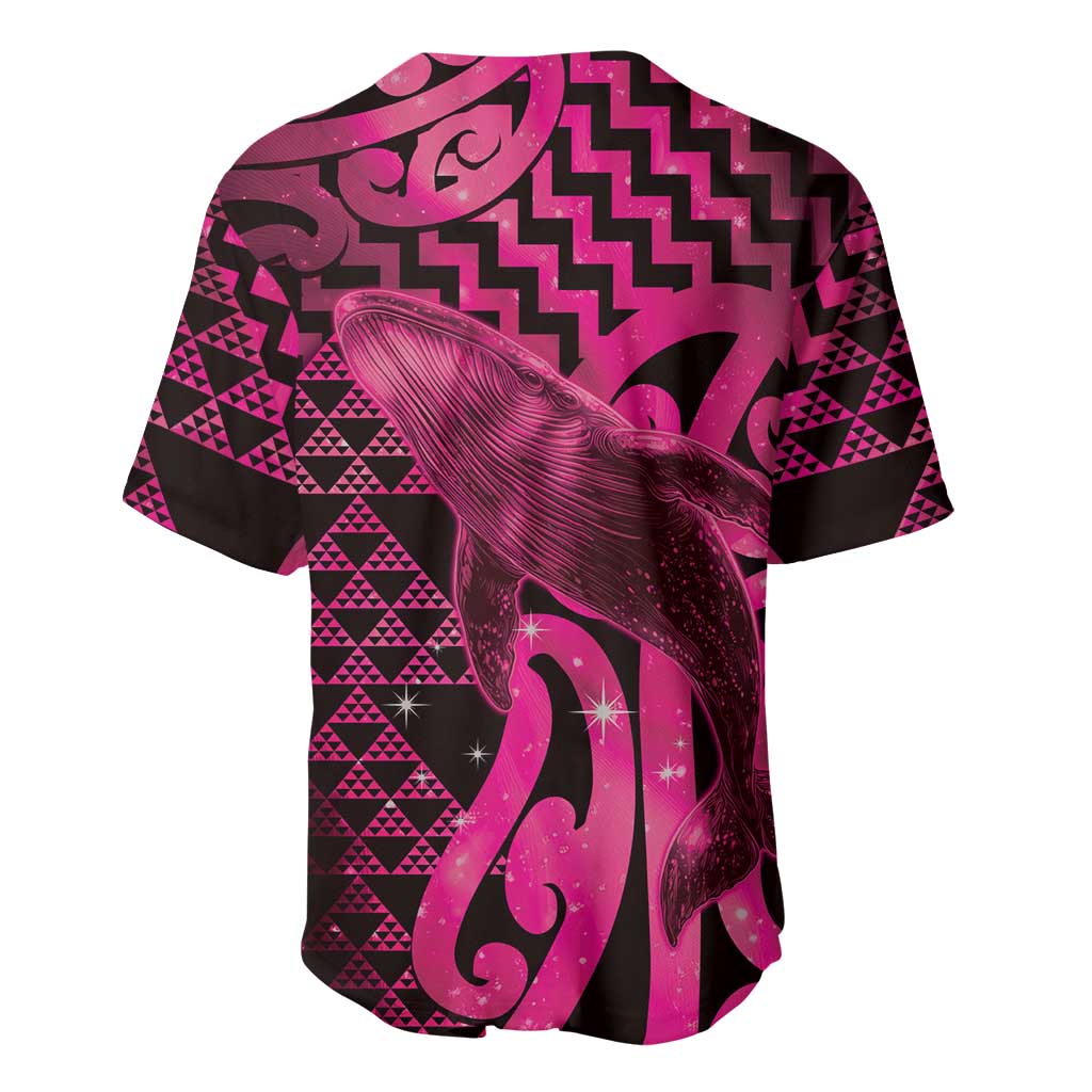 Humpback Whale Matariki New Zealand Baseball Jersey NZ Maori Paikea Poutama Luxury Pink LT14 - Polynesian Pride