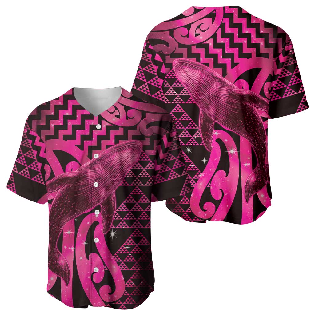 Humpback Whale Matariki New Zealand Baseball Jersey NZ Maori Paikea Poutama Luxury Pink LT14 - Polynesian Pride