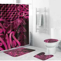 Humpback Whale Matariki New Zealand Bathroom Set NZ Maori Paikea Poutama Luxury Pink LT14 Bathroom Set (4 pcs) Pink - Polynesian Pride
